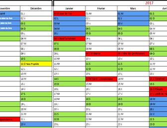 PROJET DE CALENDRIER SCOLAIRE 2016-2017