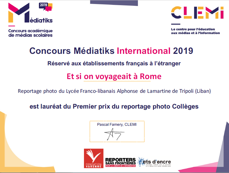 Concours Mediatiks International 2019, les 6èmes gagnent le premier prix