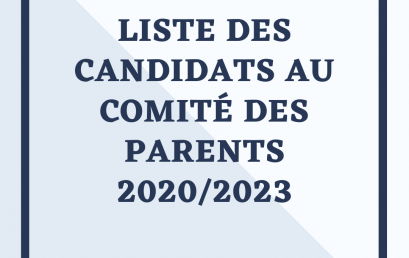 liste des candidats au comité des parents 2020/2023