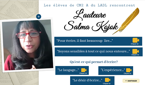 Les élèves de CM2 A rencontrent l’auteure Salma Kojok