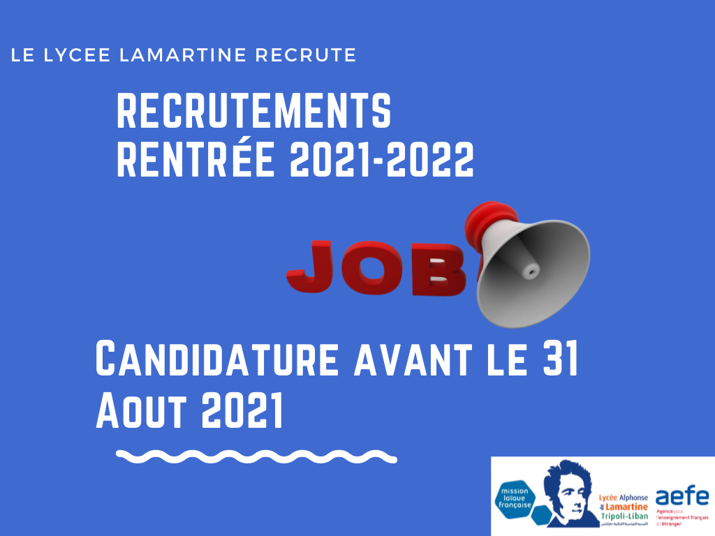 Postes à pourvoir à la rentrée 2021