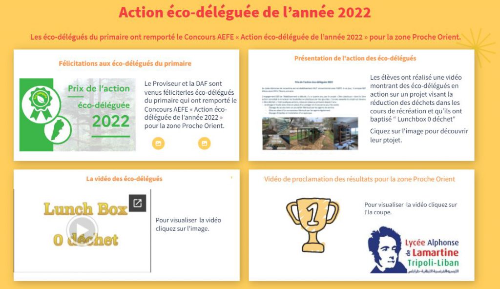 Félicitations aux éco-délégués du primaire qui ont remporté le Concours AEFE