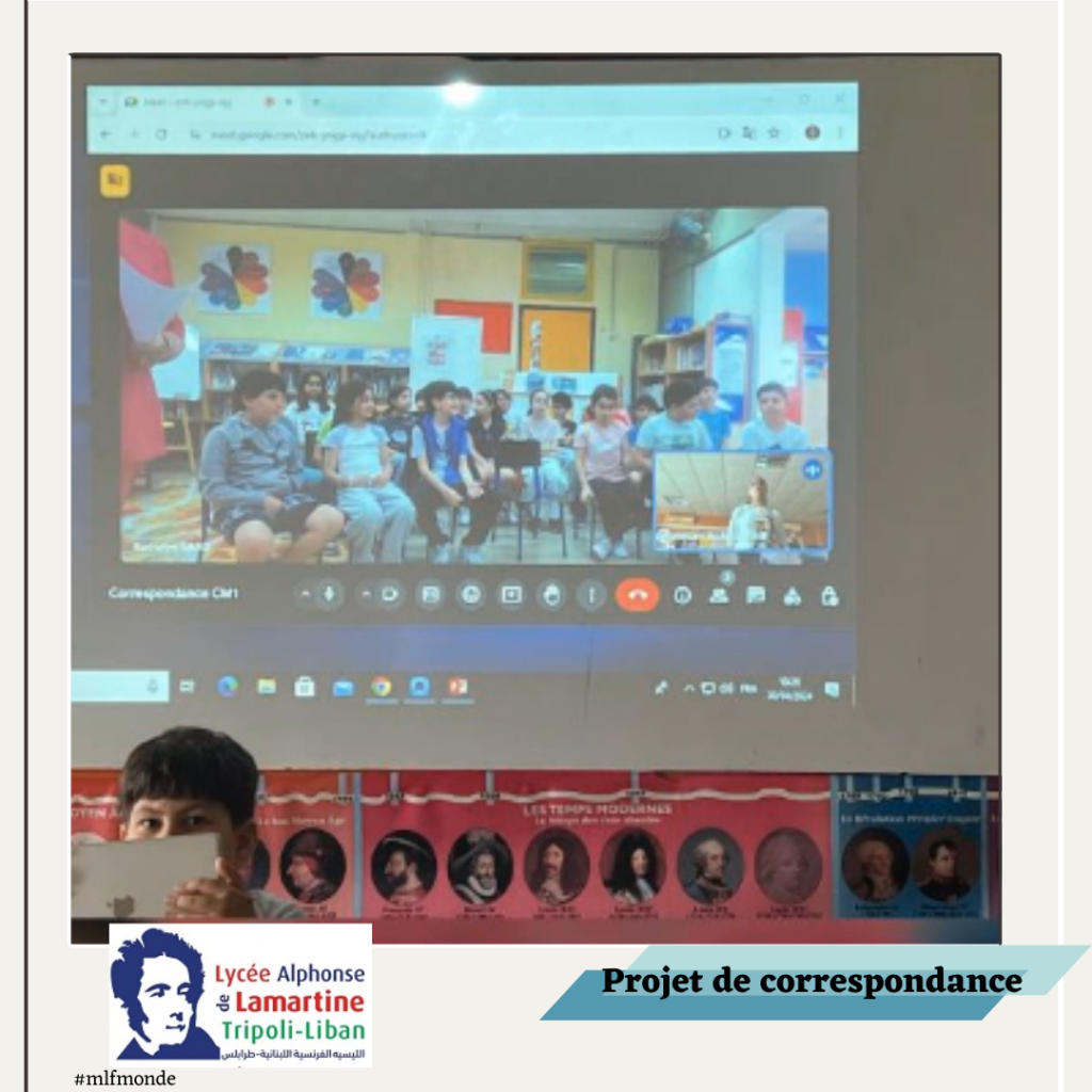 Les élèves du CM1B ont rencontré leurs correspondants du lycée Nahr Ibrahim virtuellement